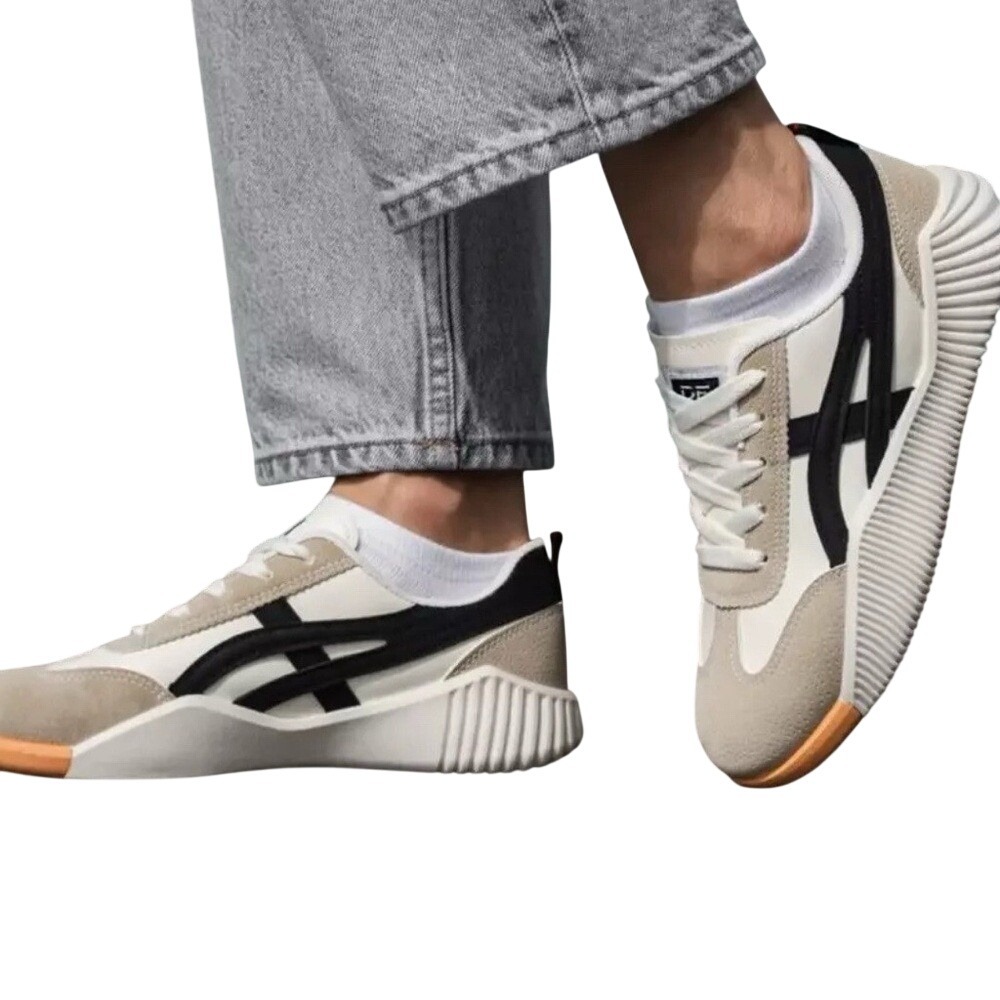 Fashion Shoes Womens Retro Platform Sneakers White Black Cream Gum Size 41